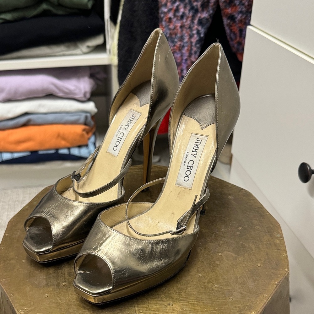 Jimmy Choo Metallic Gold Platform Heels